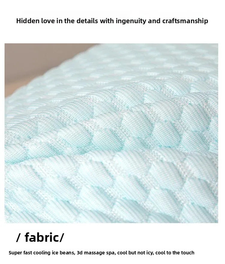 Summer Cool Bean Cool Feeling Ice Silk Neck Pillow for Children and Adults Dormitory Massage Pillow Core with Zipper Wholesale.
