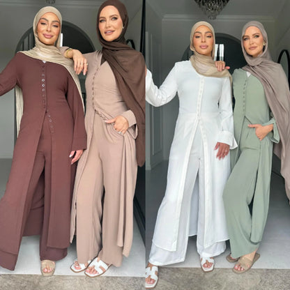 Muslim Abaya Two Piece Muslim Set for Woman Ramadan Dress Islamic.