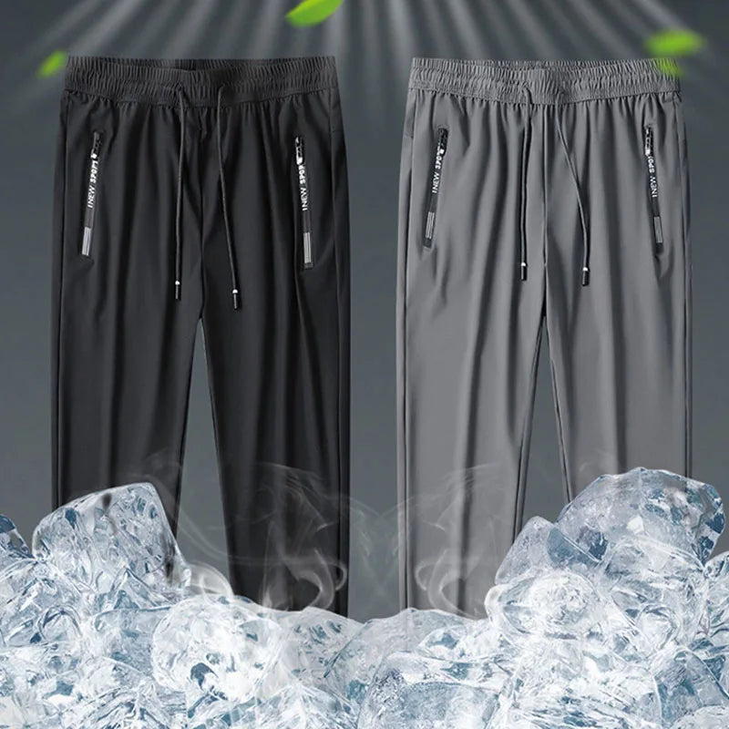 1pcs Summer Men Cool Loose Pants Men's Plus Szie Sweatpants Fashion Casual Stretch Pants Male Big Size Working Clothes Trousers.