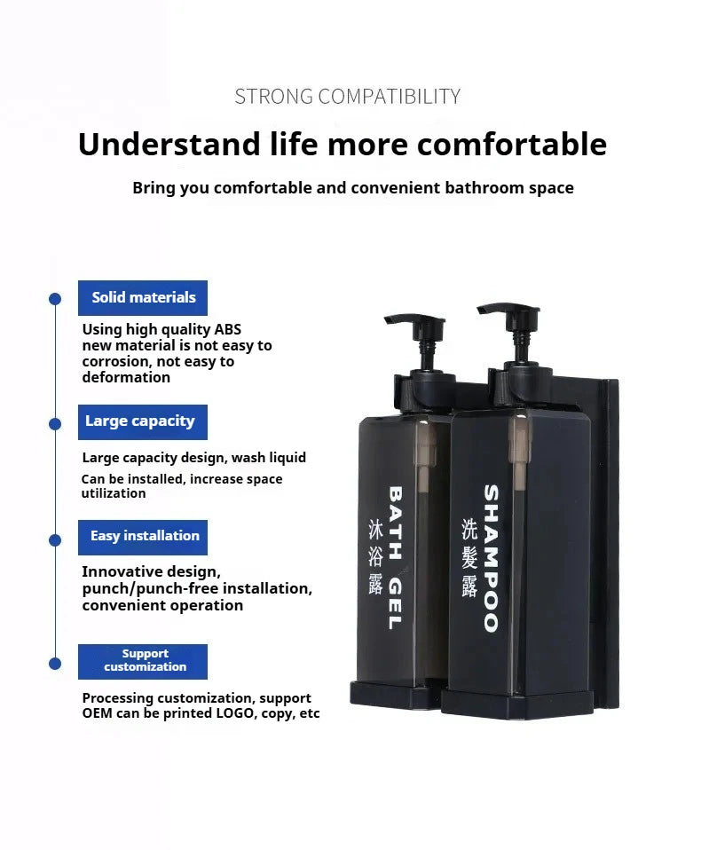 Hotel-Shampoo- und Duschgel, separate Flaschen, Wandmontage, kein Stanzen, Händedesinfektionsboxen, wandmontierte manuelle Seifenspender