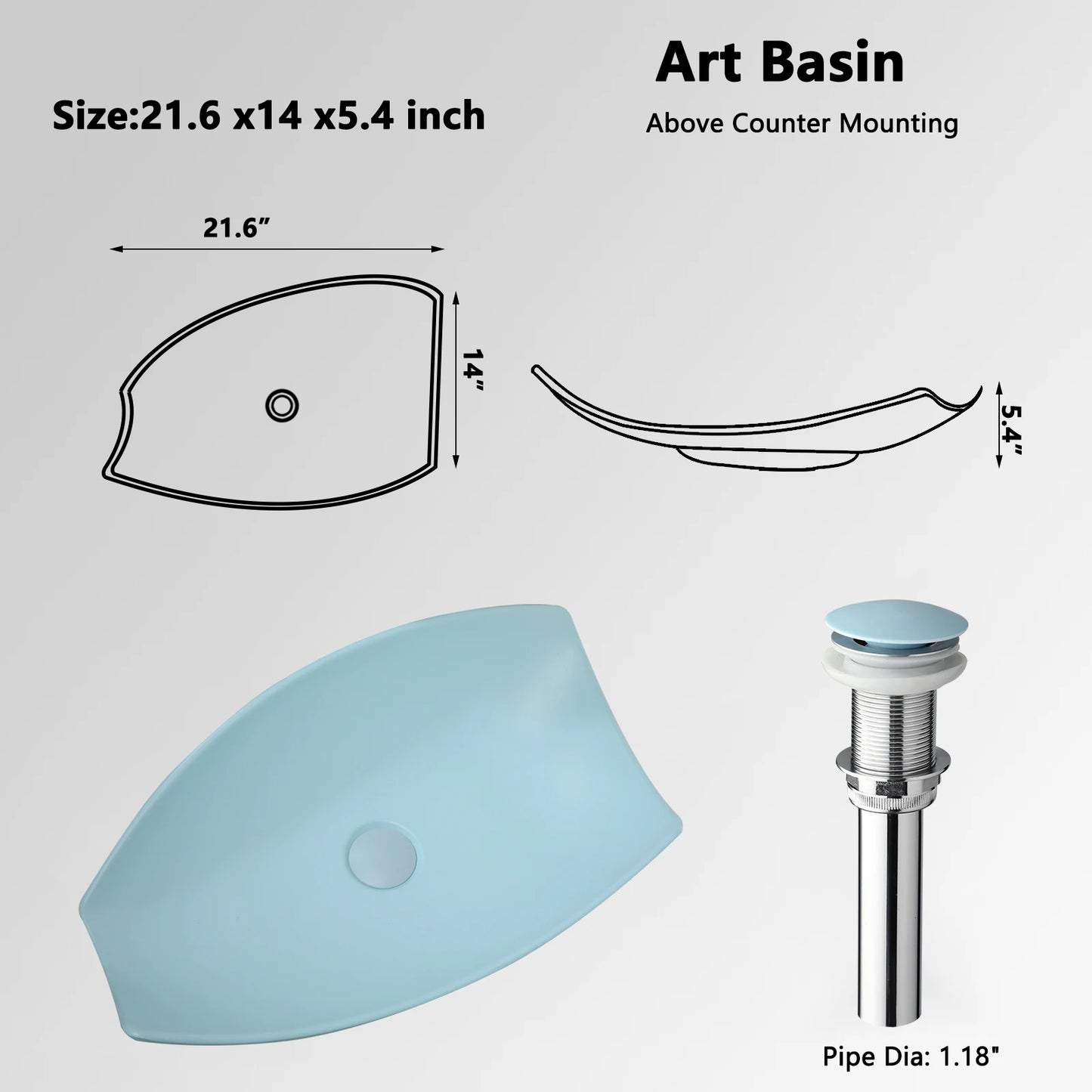 KEMAIDI Waschbecken-Set für Badezimmer, blaues Waschbecken, Deckmontage, Waschtisch-Waschbecken mit einem Griff, Aufsatzwaschbecken-Wasserhahn-Kombination