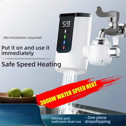 Electric Kitchen Sink Water Heater Tap Instant Hot Stainless Steel Water Faucet Heater Cold Heating Kitchen  Accessories