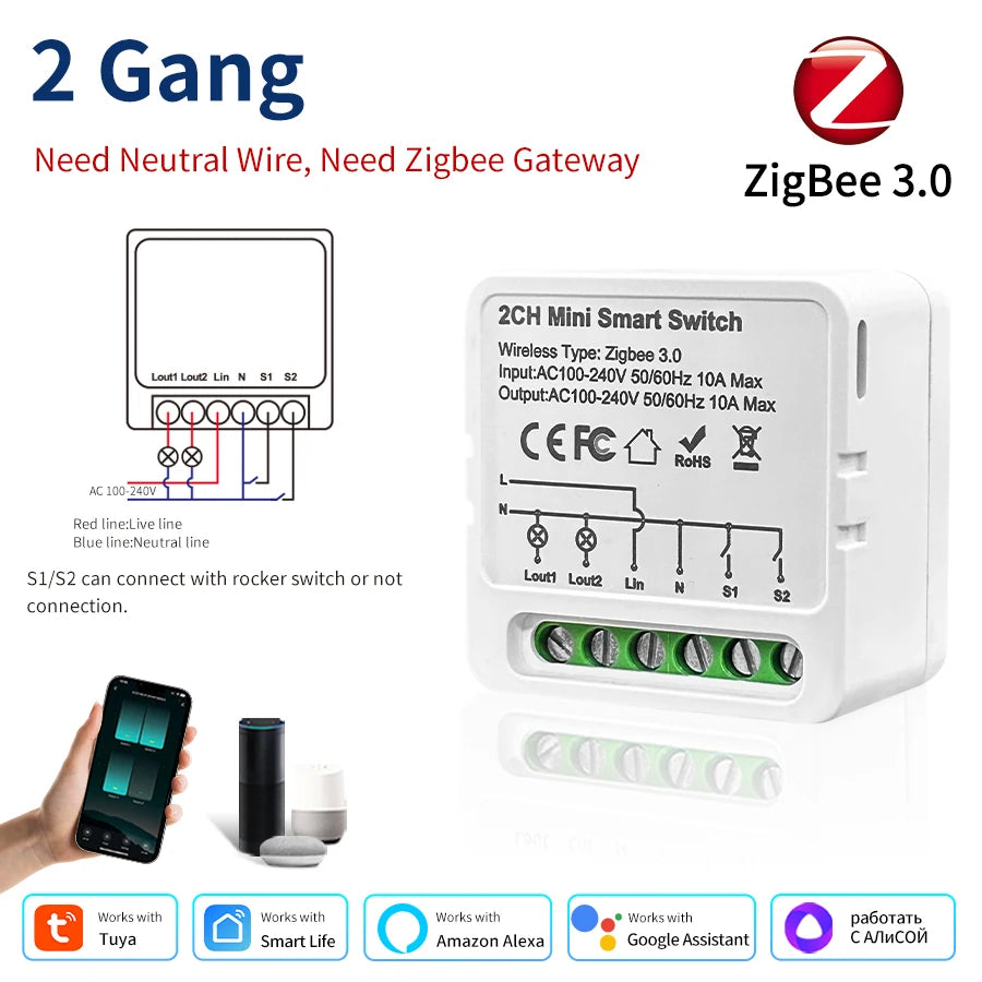 1/2/3 Gang Tuya Smart Licht Schalter Modul Zigbee 3,0 Smart Leben für Alexa Google Home Yandex DIY remote Breaker Verzögerung 100-240V.