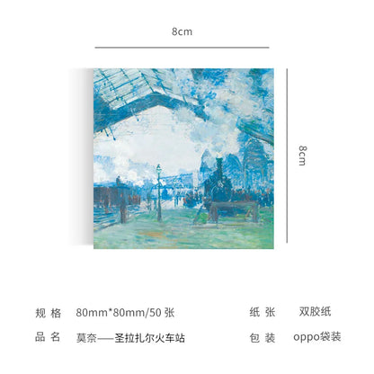 Malerei Memo Pad Monet Van Gogh Keine-klebrige Hinweis Aufkleber Scrapbooking DIY Notizblock Tagebuch Schreibwaren Schule Liefert