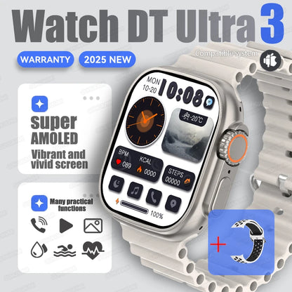 DT Ultra 3 Smartwatch Amoled Screen 4GB MP3 MP4 Player Bluetooth Network Sharing APP Store ChatGPT Smart AI Watch Men Sportwatch