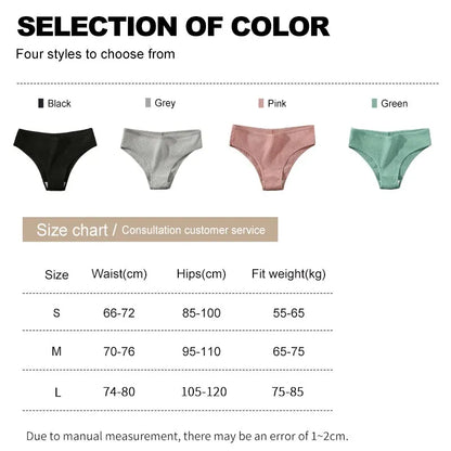 4PCS/Set Summer Solid Color Cotton Panties Female Underpants Sexy Panties for Women Briefs Underwear Plus Size Pantys Lingerie.