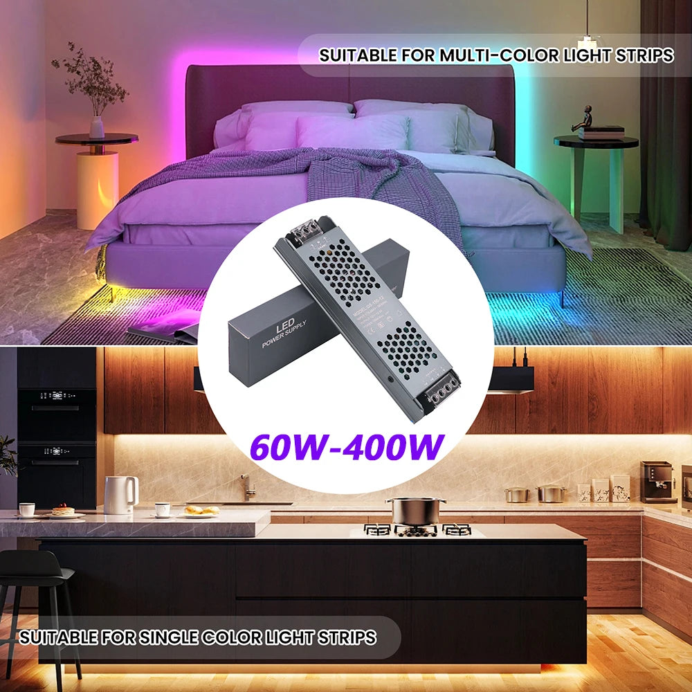 12V 24V 60W 100W 150W 200W 300W 400W Transformer Power Supply 110V 220V 230V AC to 12 24 Volt DC LED Strip Light Bulb LED Driver.