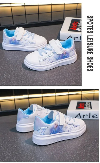 Disney Kids Girls Shoes 2024 New Children Sneakers Girls Elsa Frozen Princess Casual Sport Shoes Student Shoes Teen Shoes