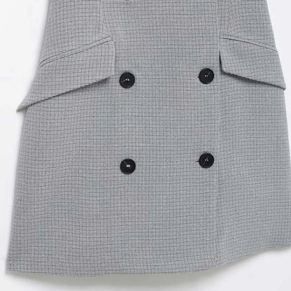 TRZA Mode Zweireiher Plaid Halter Mini Kleid für Frauen Front Klappen Taschen Backless Weibliche Kleider Vestidos Mujer.