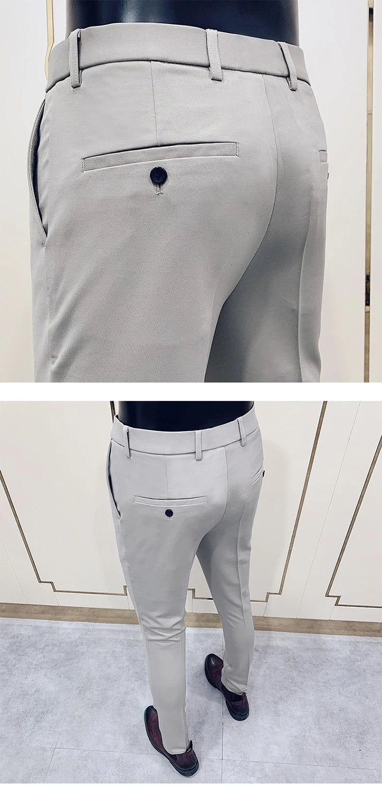 Men Suit Pants Formal Trousers Stretch Slim Pantalone Hombre Calça Masculina Solid Color Casual Dress Pants Fashion Men Clothing