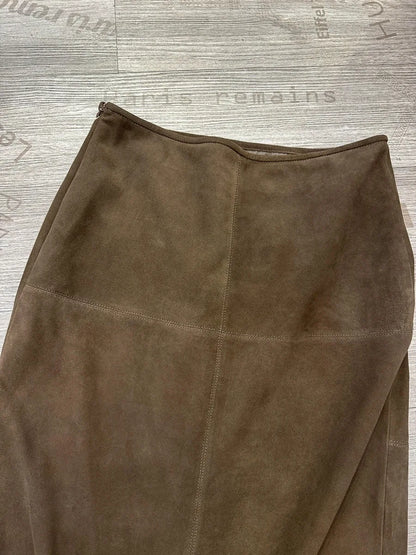 Retro High Grade Suede Real Leather Long Skirt 80cm For Women Upgraded Imported  Jupe Back Split Waist Loop Faldas Ankle-Length.