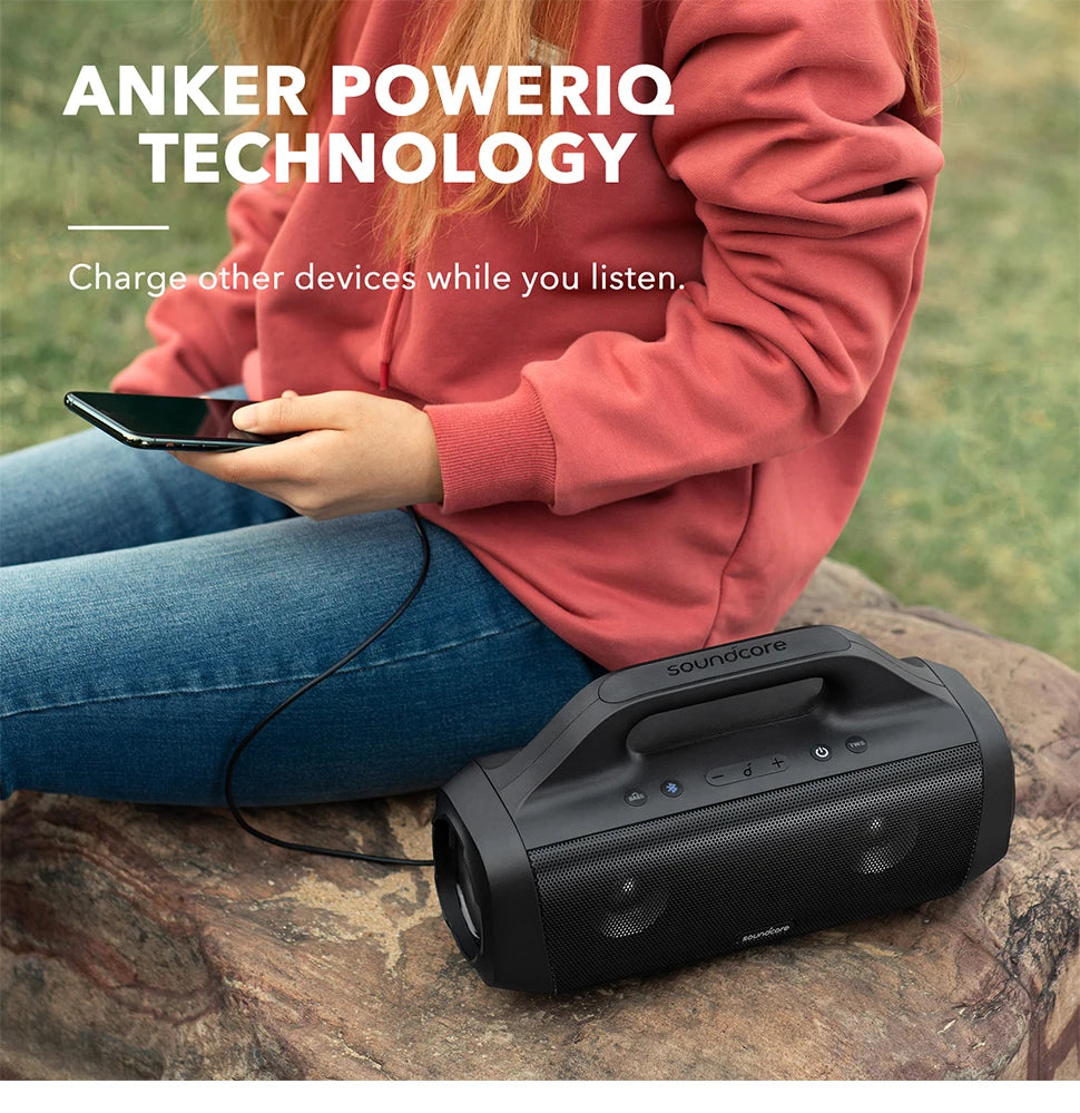 Anker Soundcore Motion Boom Outdoor Bluetooth loudspeaker with Titanium Audio drivers BassUp Technology IPX7 Water Protection 24-S.