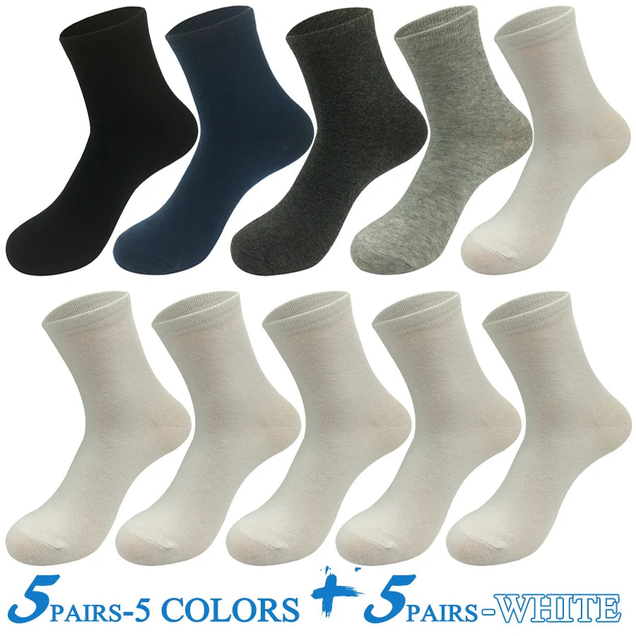 5 Pairs/Lot Socks Men Cotton Dress Wedding Black Grey White Brand Fashion Meias Male Breathable Casual Long Sock Gift 2024 New.