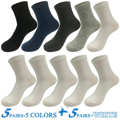 5 Pairs/Lot Socks Men Cotton Dress Wedding Black Grey White Brand Fashion Meias Male Breathable Casual Long Sock Gift 2024 New.