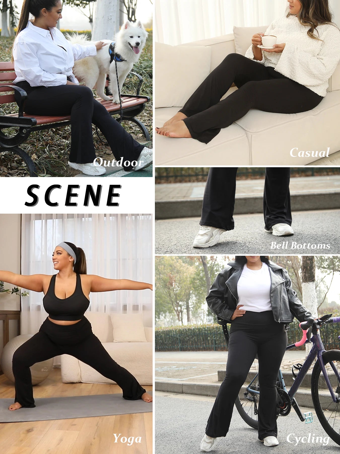 Plus Size Women's Super Soft High Waisted Flare Pants, Leggings Tummy Control Soft Bootleg Bell Bottoms Running.