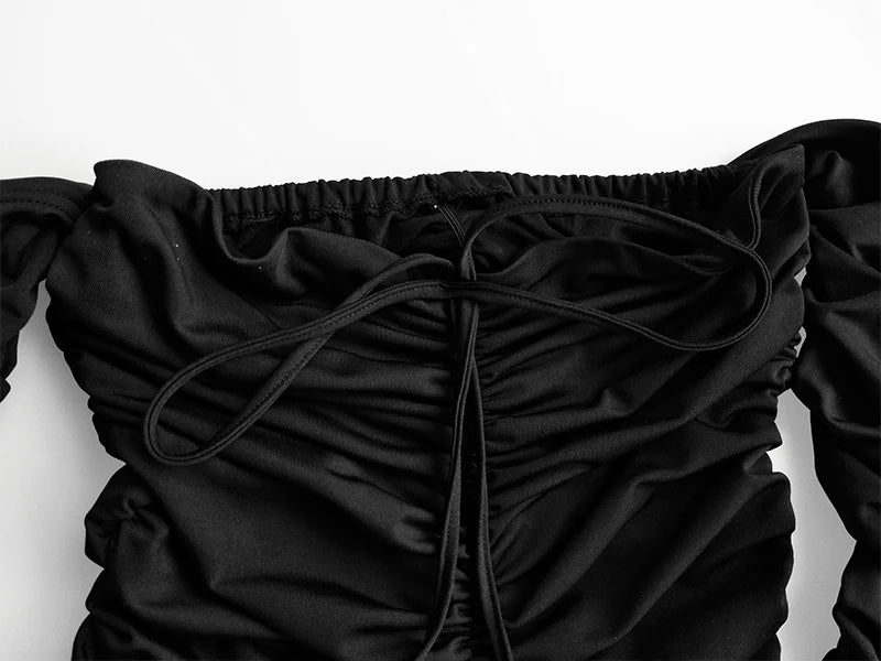 Arctic Cat Frauen Herbst Winter Verband Kleid Frauen 2022 Sexy Off Schulter Lange Hülse Dünne Elastische Bodycon Party Kleider Vestidos