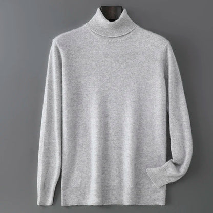 2025 Autumn/Winter High Collar Men's 100% Pure Wool Stylish Youth Loose Knitted Outerwear Flip Collar Casual Base Men's Sweaters