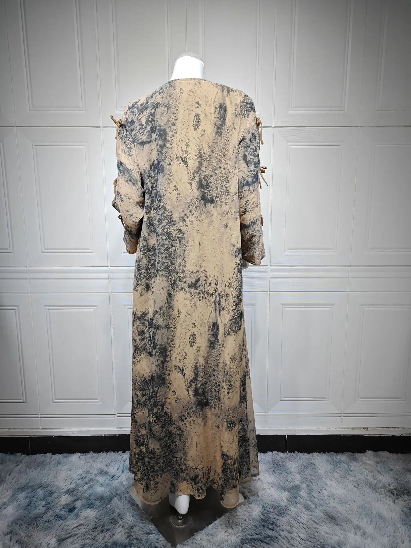 Ramadan Eid Tie Dye Butterfly Bow Muslim Modest Kimono Abaya Damen Dubai Luxury Islam Women Kebaya With Hijab Kaftan Robe Femme