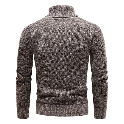 Autumn Winter Fleece Sweater Men Thicker Turtleneck Warm Pullover Slim Fit Man Clothes Luxury Brand Black Brown Jumpers Elastic.
