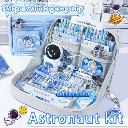 17/31 Astronauten-Federmäppchen-Set, 12-lagige Schreibwarentasche mit großem Fassungsvermögen, Kosmetiktasche, geeignet für Büro- und Schulgebrauch.