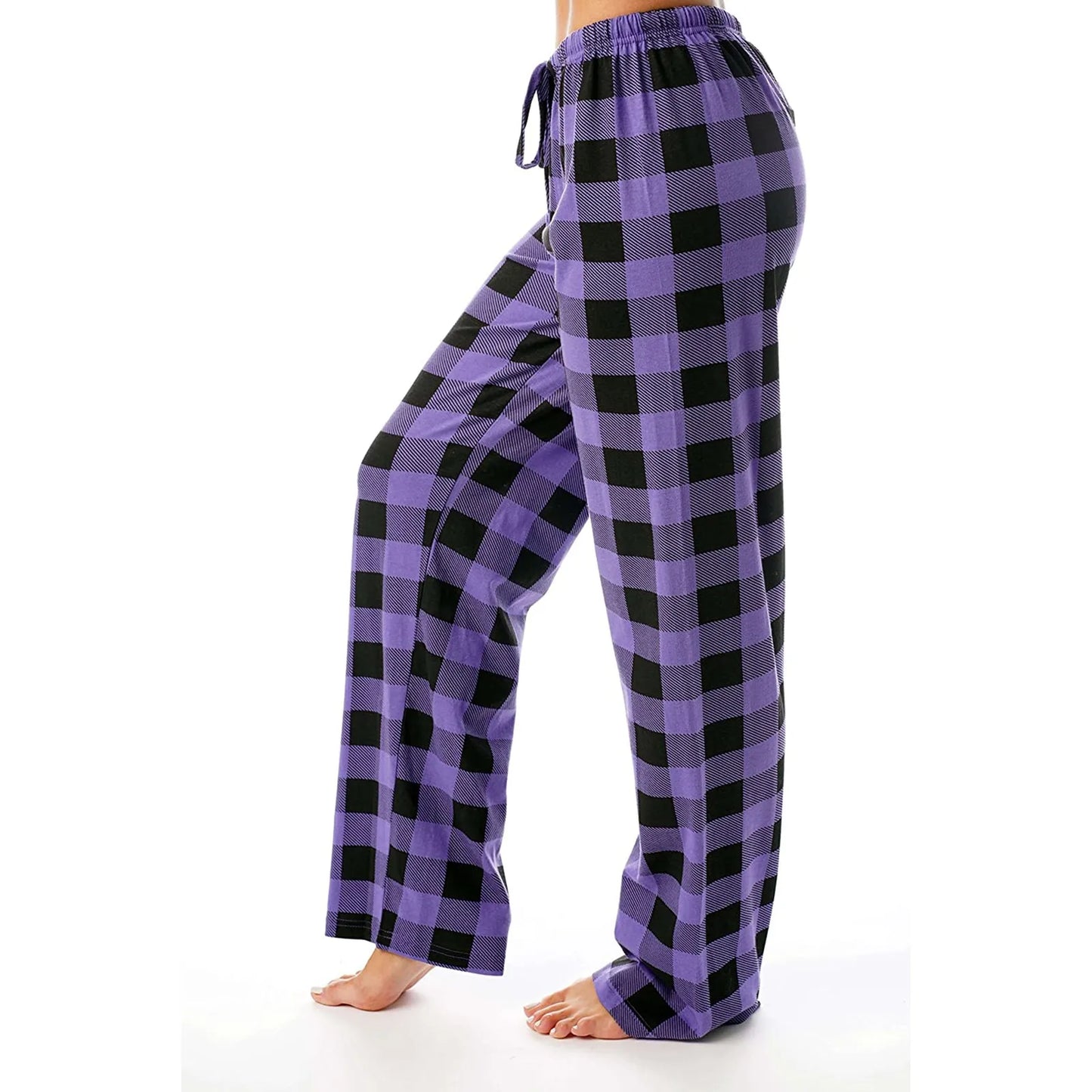 Frauen Weihnachten Pyjama Hosen Herbst Winter Plaid Gedruckt Hosen Mode Lässig Breite Bein Hosen Kleidung Streetwear
