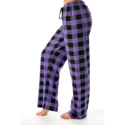Frauen Weihnachten Pyjama Hosen Herbst Winter Plaid Gedruckt Hosen Mode Lässig Breite Bein Hosen Kleidung Streetwear