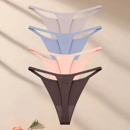 4PcsSet Seamless Ultra-thin Underwear Women Sexy Thin Belt Panties Female High Stretch Thongs Girls Breathable G-String Lingerie