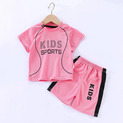 Kids Clothes Set Boy Girl Shorts and Short Sleeves Summer Clothing Sport Casual Children Top and Bottom Clothes Set.