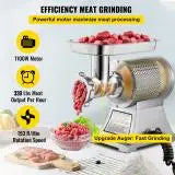 SucceBuy 122 Kg/H 250 KG/H Electric Meat Mincer Chopper Heavy Duty Food Processors Kitchen Appliances Commercial Grinder Machine.