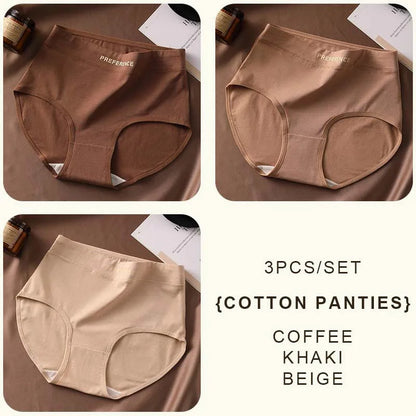 FallSweet 3PCS Seamless Women High Waist Briefs Panties Breathable Cotton Underwear Female Sexy Underpants Large Size Lingerie.