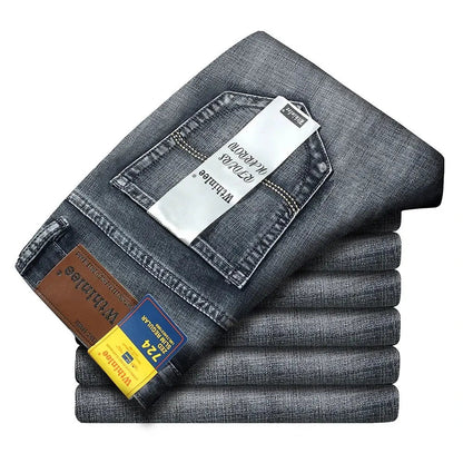 Wthinlee Neue Business männer Jeans Casual Gerade Stretch Mode Klassische Blau Schwarz Arbeit Denim Hosen Männliche Marke Kleidung