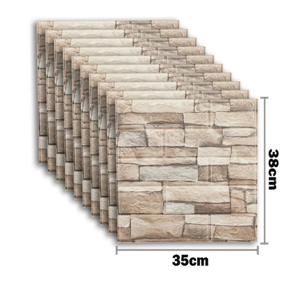10pcs Self Adhesive Decor 3D Foam Wall Stickers Pane Room Waterproof peel and stick Brick Wallpaper for Interior Decoration