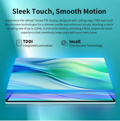 Teclast P50 Android 14 Tablet 11" IPS Max 14GB RAM 128GB ROM Unisoc T606 8-core 13MP Camera 8000mAh Type-C 4G LTE TÜV Rheinland.