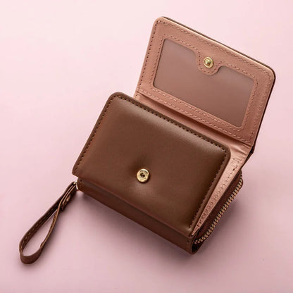 Zipper Wallet, Tower Buckle Zero Wallet, Women's Short Handheld Bag,Mini Travel Storage Bag,Solid Color Simple Versatile Fashion.