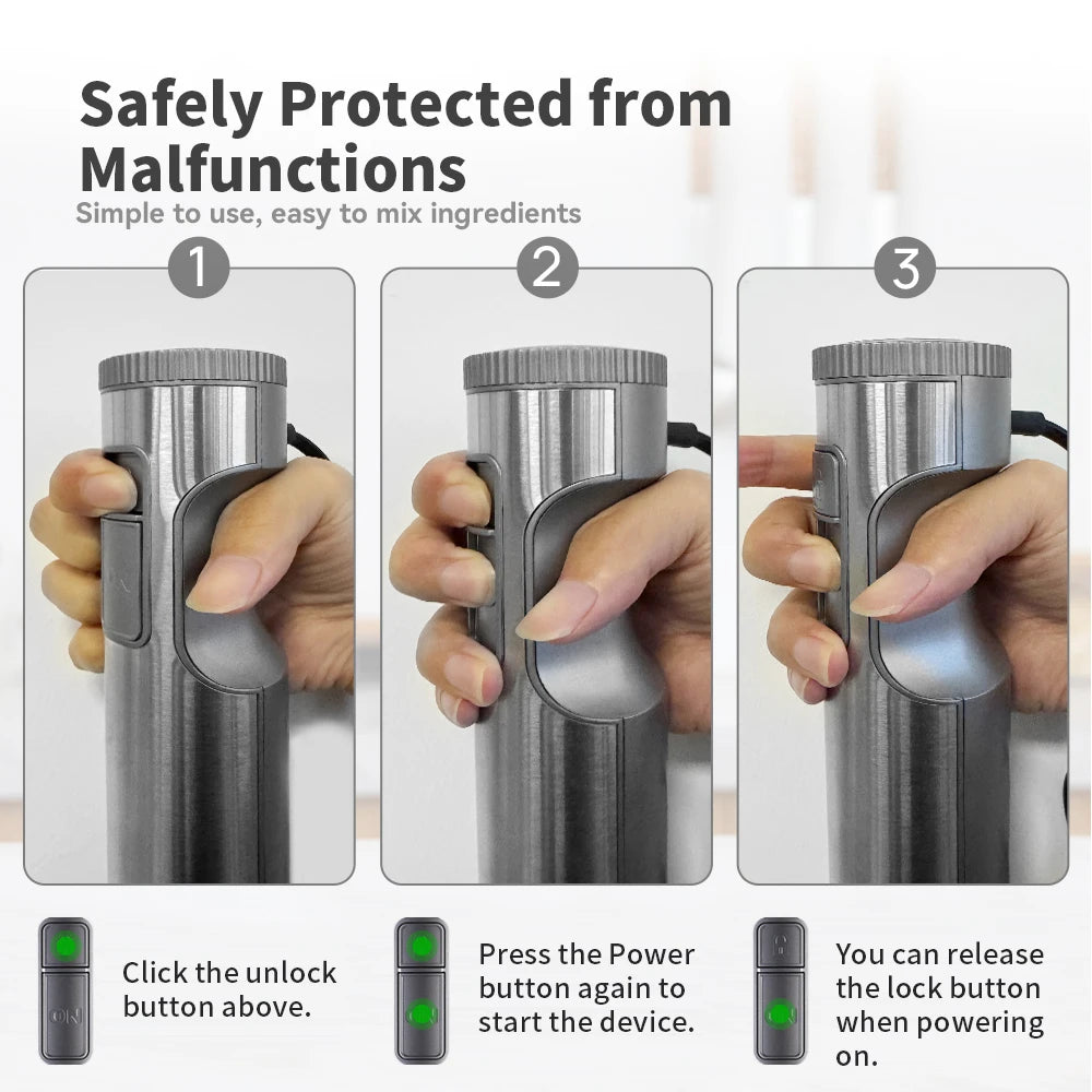 Hand Immersion Blender Powerful 4-in-1,Stainless Steel Stick Food Mixer,700ml Mixing Beaker,500ml Processor,Whisk.