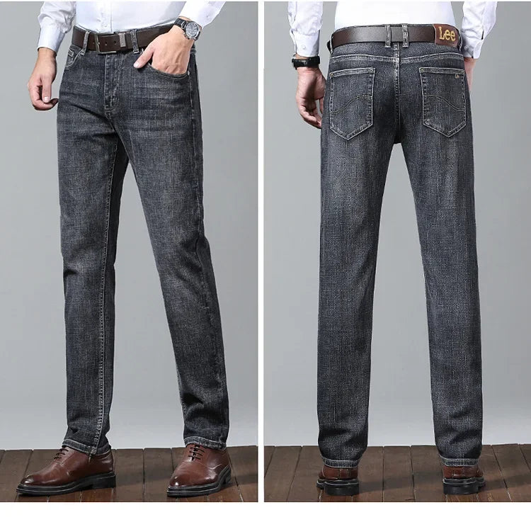 Lee Dex Jeans Herren Herbst/Winter Dicke, gerade Beine, lockere Passform, lässige Business-Hose, schlankmachend, glättet Ihre Silhouette-Hose.