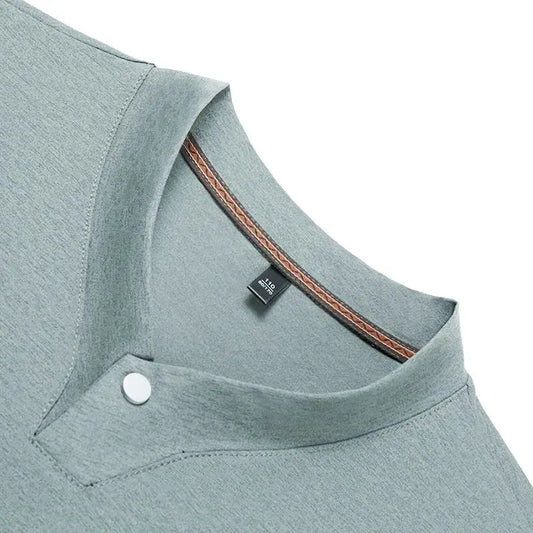 Men's T-shirt Classic V-Neck Short Sleeved Cotton Solid Button Super Soft High Quality L-4XL Casual Tshirt Design Men Tee Shirts.