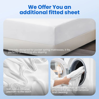 Daccormax-Matratze 90 x 200, Taschenfederkernmatratze 22 cm, ergonomisches Design, 7 Zonen, antiallergische Matratze mit waschbarem Bezug