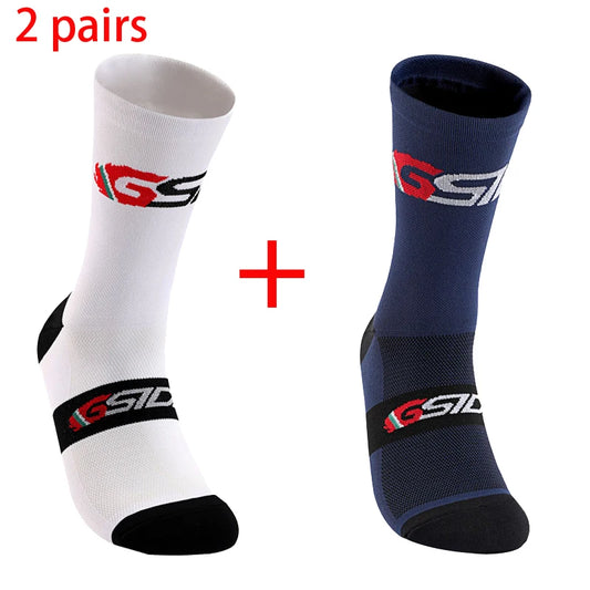 GSIDI2pairs 2023 New Cycling Socks Bike Nurse Compression Road Bike Running Mtb Knee-high White Sports Funny Brand Black.