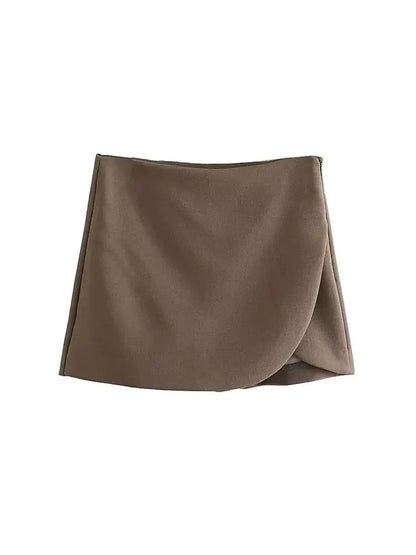 Women Fashion Pareo Style Shorts Skirts Vintage High Waist Side Zipper Female Skort Mujer.