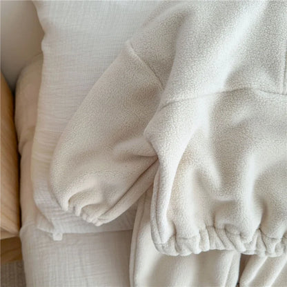 Kids Fleece Warm Set Winter Plus Velvet Outfits Long Sleeved Pullover Tops+Pants 2Pcs Autumn Children's Casual Clothing Suits.