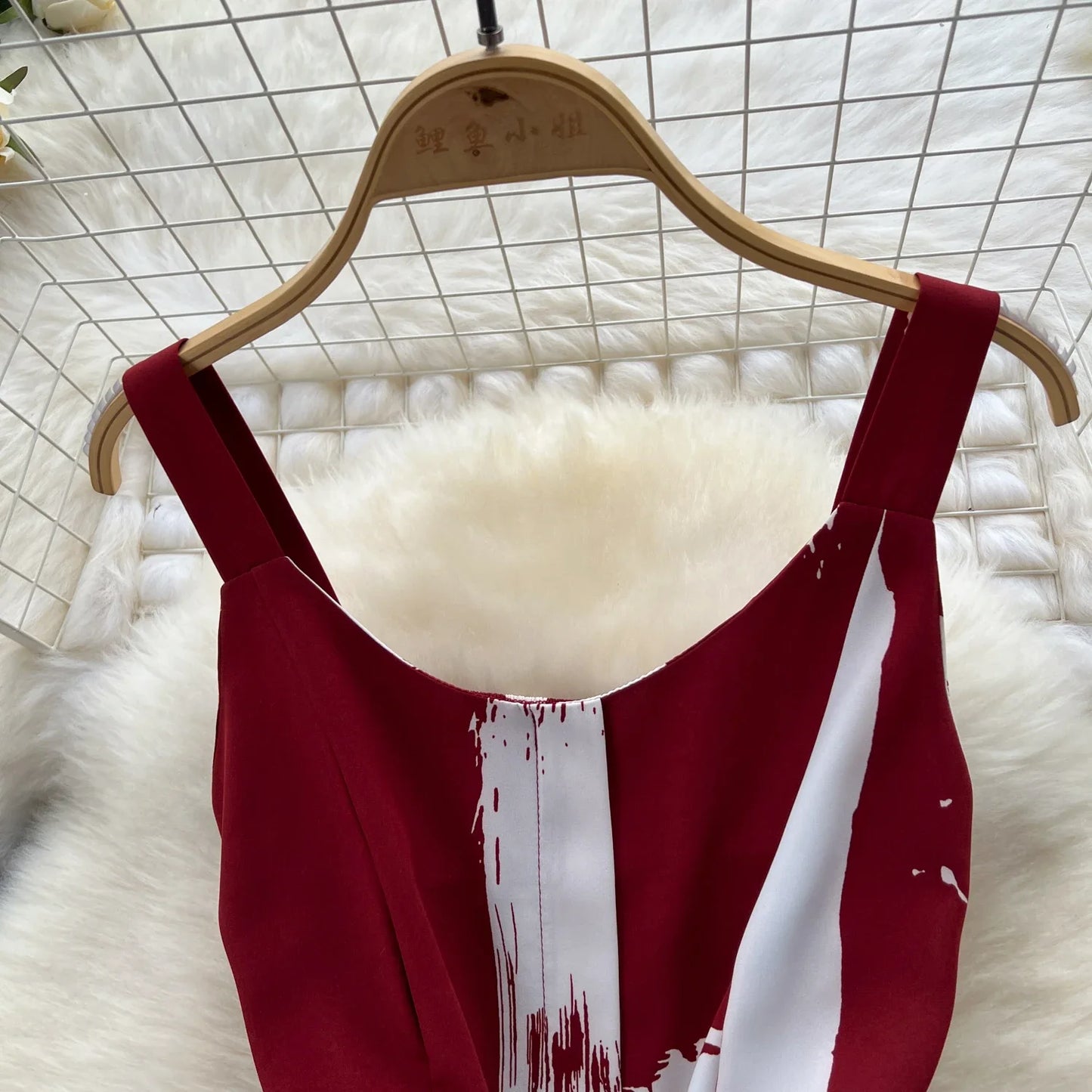 Neue Sommer Druck Süße Kleid Träger O Neck Backless Split Elegante Damen Urlaub Strand Party Midi Sommerkleid