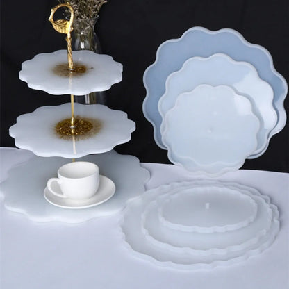 Three-layer Fruit Plate Tea Plate Silicone Molds Cup Pad Epoxy Resin Casting Mould for DIY Epoxy Resin Home Table Decoration.