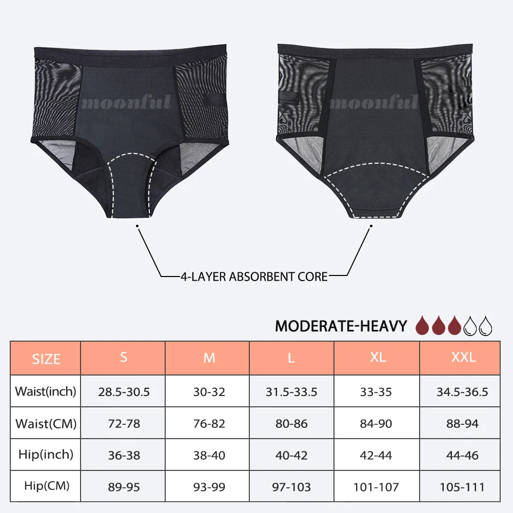 High Waist Period Underwear Lace Mesh Menstrual Panties Women Menstrual Cycle Absorbent Underwear Girl Panties for Monthly