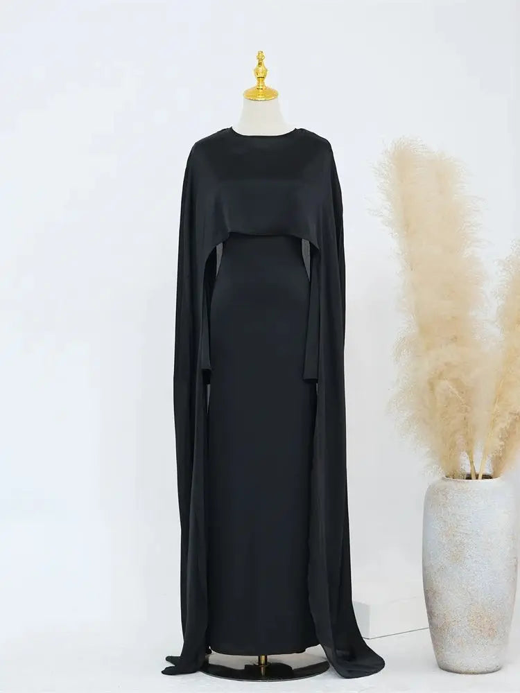 Ramadan Satin 2 Piece Abaya Modest Muslim Sets Kebaya African Dresses For Women Robe Femme Musulmane Caftan Marocain Vestidos