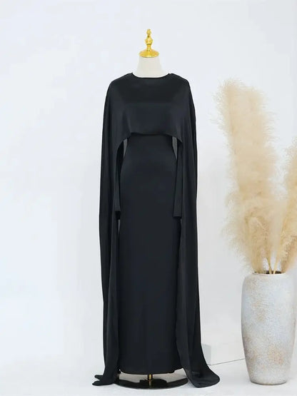 Ramadan Satin 2 Piece Abaya Modest Muslim Sets Kebaya African Dresses For Women Robe Femme Musulmane Caftan Marocain Vestidos