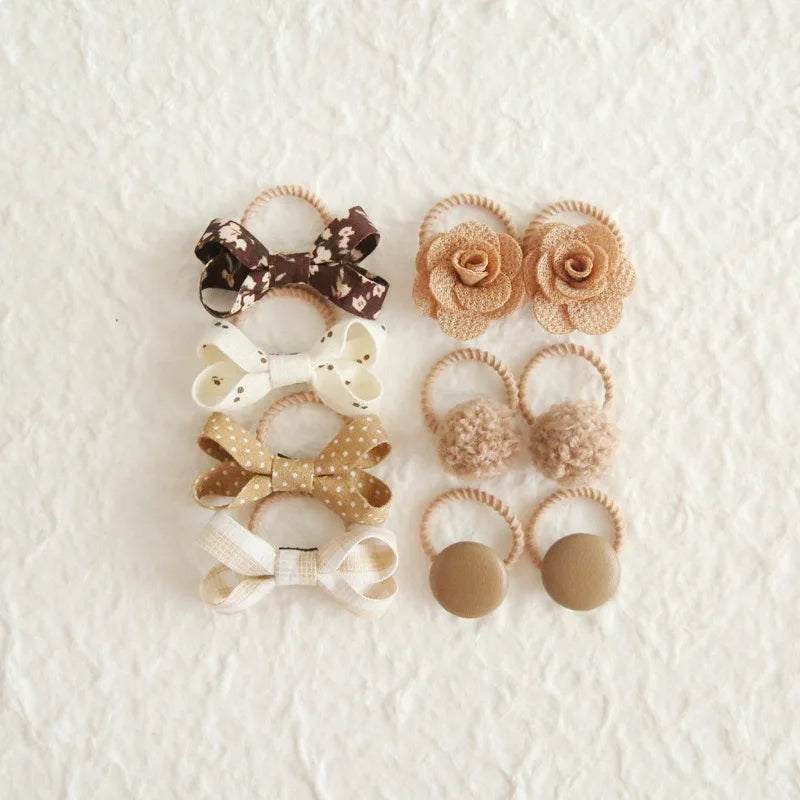 10Pcs/Lot, Elastic Hair Bow Clips for Children, Children's Headwear Hair Accessories for girls, Cute Hair ties, Lovely Hair Rope