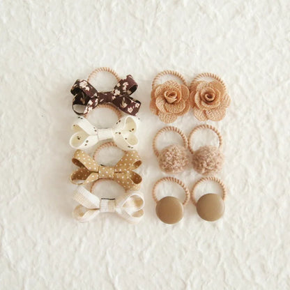 10Pcs/Lot, Elastic Hair Bow Clips for Children, Children's Headwear Hair Accessories for girls, Cute Hair ties, Lovely Hair Rope