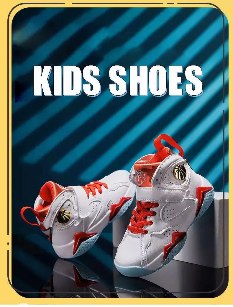 2025 Children's Basketball Shoes for Boys Non-slip Breathable Comfortable Sport Shoes Boys Outdoor Training Basketball Sneakers.