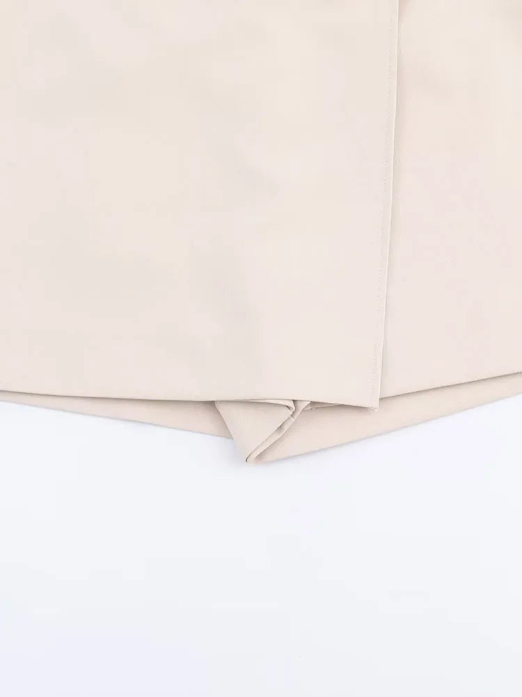 2025 Women Summer Shorts Skirts Casual Solid High Waist Side Zipper Asymmetry Female Elegant Street Shorts Clothing.